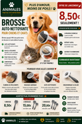 Brosse auto -nettoyante pour chiens et chats  -ANIMALES